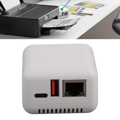 DAUERHAFT Wireless Print Server, Support Image Printing USB 2.0 Network Print Server Multiple Interfaces 100-240V Lightweight for PC (US Plug)