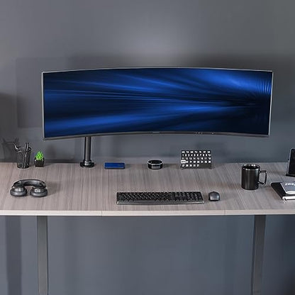 VIVO Single Large Monitor Arm Desk Mount, Holds Screens up to 45 inch Ultrawide, Fully Adjustable Stand with C-Clamp and Grommet Base, VESA 75x75mm or 100x100mm, Black, STAND-V149