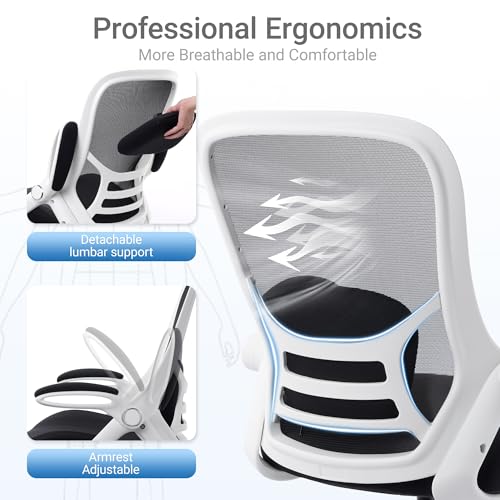 HYLONE 400lbs Heavy Duty Drafting Chair 5" Thickened Seat Office Chair with Flip-Up Armrests Tall Ergonomic Computer Chair with Lumbar Support and Adjustable Footrest Ring Standing Desk Chair (Black) - color: Black&white