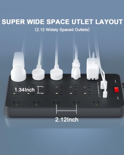 FDTEK 20 amp Power Strip Surge Protector Heavy Duty 22 Outlets 6 FT Cord - size: 20 AMP