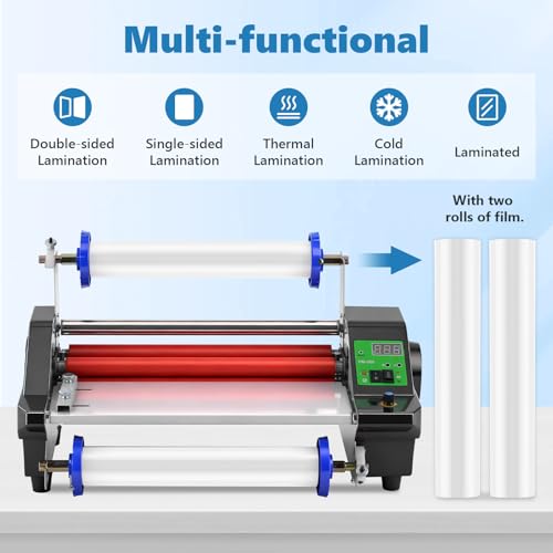 MXBAOHENG 13.78 Inch Hot Cold Roll Laminator, Digital Temperature Display