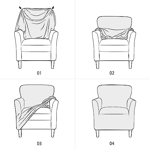 LiveGo Stretch Mid Century Modern Armchair Slipcover 1-Piece Jacquard Accent Chair Covers with Arms Soft Waterproof Chair Slipcovers for Living Room Furniture Protector Office (Velvet Wine Red) - color: Velvet Wine Red