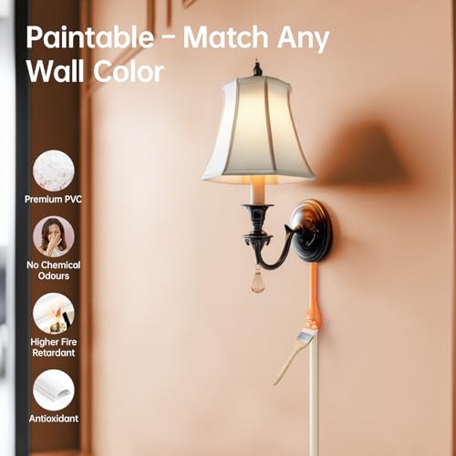 Delamu 42.5in Beige Self Adhesive Cord Hider Wall, Cord Cover, 1.18"×0.43" - color: Beige, size: 42.5in L X 1.18in W X 0.43in H