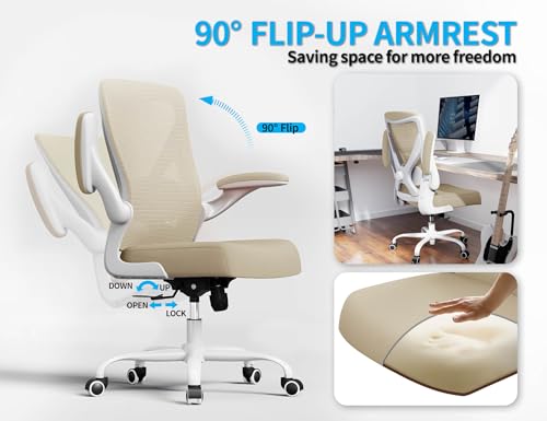 Ergalithic Office Chair: Mesh Ergonomic Desk Chair with 3D Lumbar & Swivel - color: Khaki Beige, size: Pack of 1