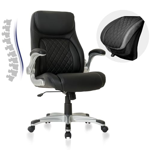 Nouhaus Ergonomic Office Chair Premium Microfiber Leather Adjustable Lumbar Support & Armrests, High Back Comfy Desk Gaming Chairs Executive Computer Swivel Chair Tilt Function(Posture,Black) - color: Black