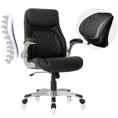 Nouhaus Ergonomic Office Chair Premium Microfiber Leather Adjustable Lumbar Support & Armrests, High Back Comfy Desk Gaming Chairs Executive Computer Swivel Chair Tilt Function(Posture,Black) - color: Black