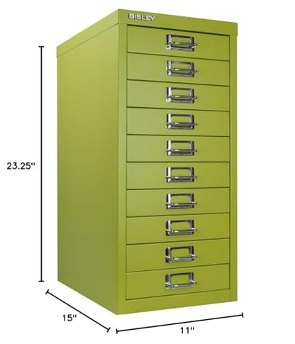 10-Drawer Steel MultiDrawer Cabinet - Green, by Bisley - color: Bisley Green, size: 10 Drawer