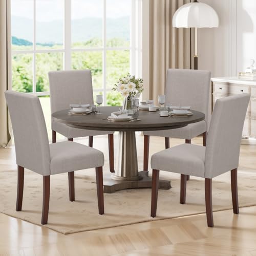 MALOL Upholstered Dining Chairs Set of 4, Modern Fabric Dining Room Chair, Wooden Dining Chair, Kitchen Side Chairs, Farmhouse Dinner Chair with High Back for Kitchen, Brown - color: Brown, size: Set of 4