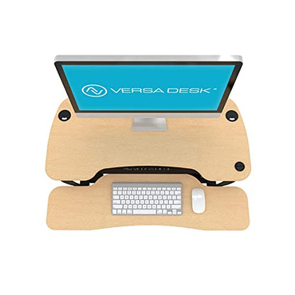 VERSADESK PowerPro 36” x 24” Standing Desk Converter | 36 Inch Electric Height Adjustable Sit to Stand Desk Riser w/Keyboard Tray & USB Hub - Ergonomic Workstation for Home & Office, Maple - color: Maple