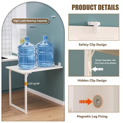 Folding Wall-Mounted Drop Leaf Table 35"×23" Space Saving Decorative Painting On The Back, Household Dining Table Desk for Kitchen, Coffee, Small Spaces, No Assembly Required