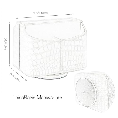 UnionBasic Rotating Desk Organizer, 360 Desk Spinning Caddy, Desktop TV Guide/Mail/Media/Remote Controller Holder Organizer, Crocodile White - color: Crocodile White
