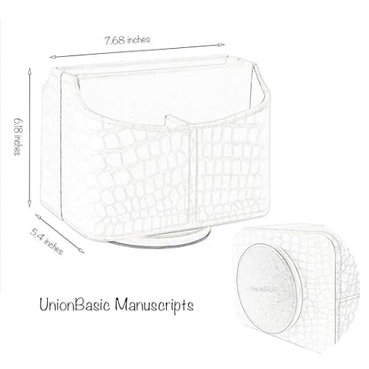 UnionBasic Rotating Desk Organizer, 360 Desk Spinning Caddy, Desktop TV Guide/Mail/Media/Remote Controller Holder Organizer, Crocodile White - color: Crocodile White