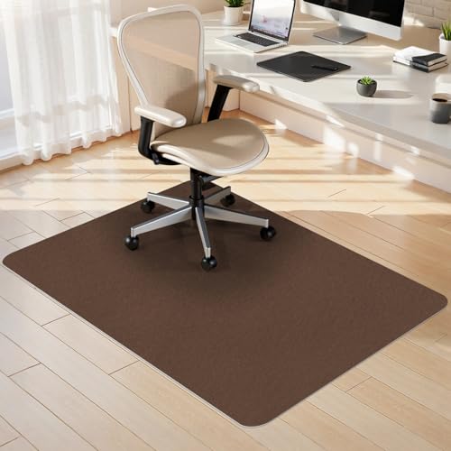 Sycoodeal Office Chair Mat for Hardwood Floor,Slip Resistant Floor Mat for Office Computer Gaming Chair,Heavy Duty Floor Protector for Rolling Chairs,Easy to Clean,Coffee(36"x55") - color: Coffee, size: 36*55"