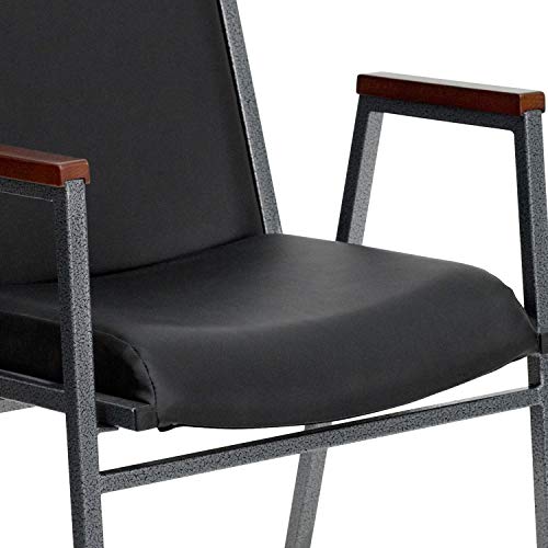Flash Furniture 4 Pack HERCULES Series Heavy Duty Black Vinyl Stack Chair with Arms - color: Black Vinyl, size: Set of 4