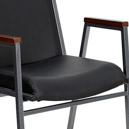 Flash Furniture 4 Pack HERCULES Series Heavy Duty Black Vinyl Stack Chair with Arms - color: Black Vinyl, size: Set of 4