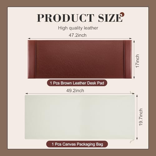 47.2 x 17 Inch Leather Desk Pad with Side Rails Mat, Brown - color: Brown, size: 47.2" x 17"