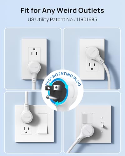 TROND Surge Protector Power Strip with 360° Rotating Plug, 5ft, White - color: White, size: 5ft, style: 7 Outlets - with Rotating Plug
