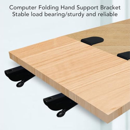 2 Pcs Desk Keyboard Tray Support Bracket, Cold Rolled Steel Clamp On Foldable Bracket for Office Desktop Space Saving