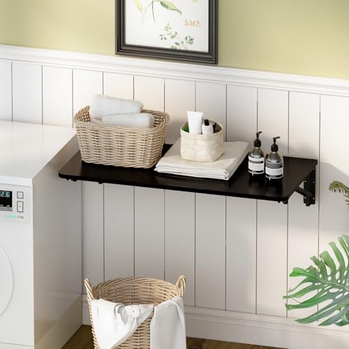 TEAMIX Wall Mounted Folding Desk for Small Spaces - Black, 29.9 x 15.7inch - color: Black, size: 29.9"W x 15.7"D
