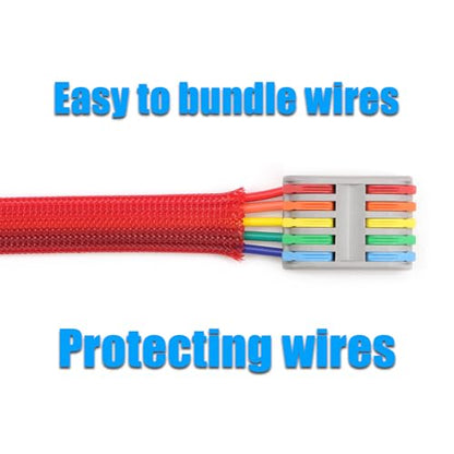 25ft PET Expandable Braided Cable Sleeve 13/16inch(20mm) Pet Braided Cable Sleeve for Audio Video Device Wire Automotive Wire (Red) - color: Red, size: 20mm"(13/16 inch)