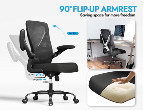 Office Chair: 330LBS Mesh Ergonomic Desk Chair Comfy with 3D Lumbar& Swivel - color: Black, size: Pack of 1