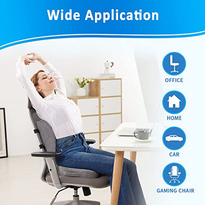 SAIREIDER Lumbar Support Pillow and Office Chair Cushion, Memory Foam Car Seat Cushions Back Support Pillows, Reduce Pressure On Tailbone and Sciatic Nerve, Relieve Pain of Back and Lumbar(Grey) - color: Seat Cushion&lumbar Pillow-grey