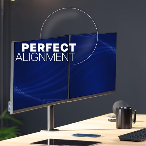 VIVO Dual LCD LED 21 to 32 inch Monitor Desk Mount, Heavy Duty, Adjustable Telescoping Arms, Flush Wall Setup, Fits 2 Screens, Black, STAND-V002E - color: Black, size: 21" to 32"