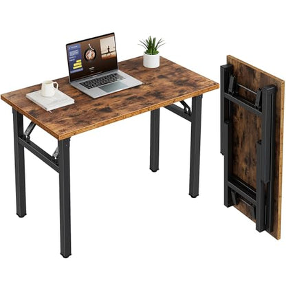 Need Small Folding Computer Desk, 35.8 Inch Writing Table, Rustic Brown - color: Rustic Brown, size: 35.8 inches