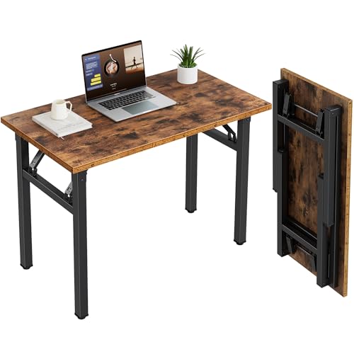 Need Small Folding Computer Desk, 35.8 Inch Writing Table, Rustic Brown - color: Rustic Brown, size: 35.8 inches