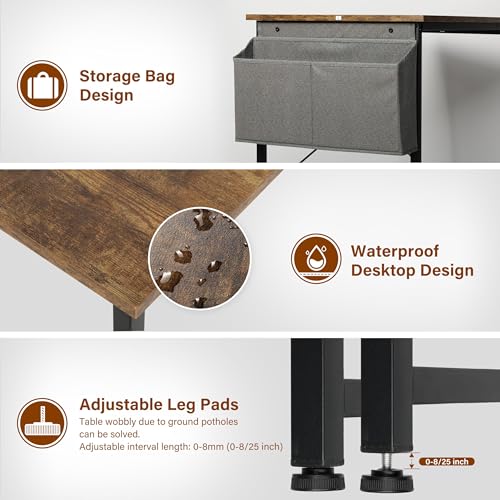 Small Space Writing Desk with Headphone Hooks, Modern Simple Design, Suitable for Study, Home Office and Children's Room - color: Brown, size: 40 Inch