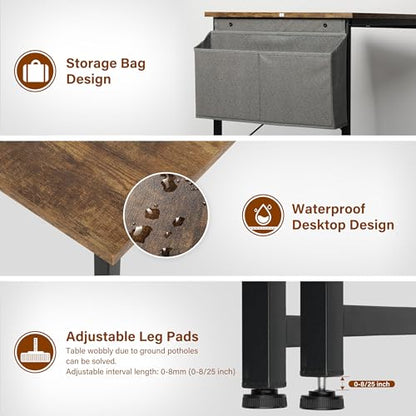 Small Space Writing Desk with Headphone Hooks, Modern Simple Design, Suitable for Study, Home Office and Children's Room - color: Brown, size: 40 Inch