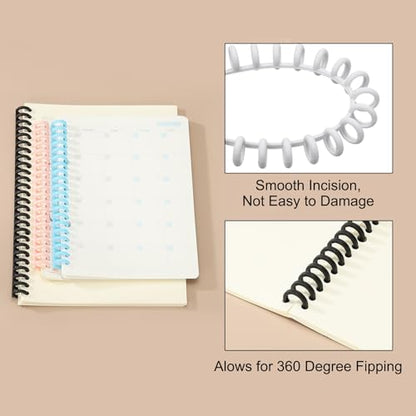 PATIKIL 8.5mm(1/3") Plastic Spiral Binding Coils, 30 Pcs Binding Spirals 20-25 Sheet Capacity Binding Spirals for Binding Paper Sheets, White - color: White, size: 8.5mm(1/3")
