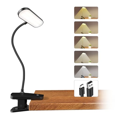 CUHIOY Rechargeable Clip on Light, Bed Headboard Reading Lamp, Black - color: Black