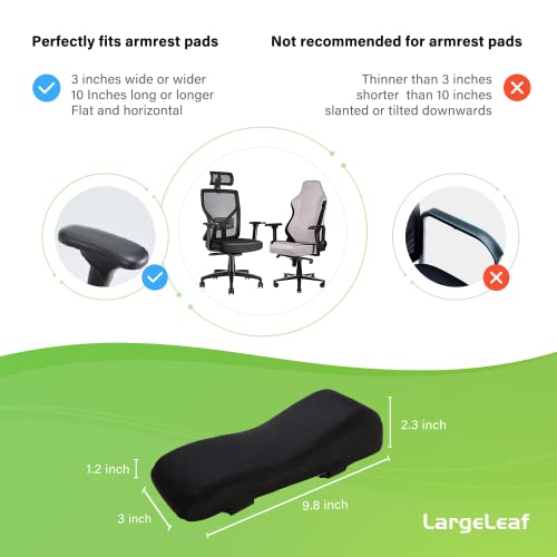 LargeLeaf Set of 2 Ergonomic Gel Armrests for Office Gaming Chair with Memory Foam Armrests - color: Black
