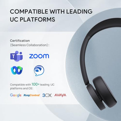 Yealink BH70 UC Wireless Bluetooth Headset with AI Microphone Flip-to-Mute - color: Black (UC), style: Dual (USB-C to A)