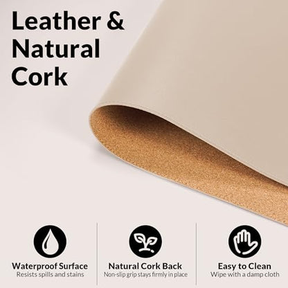 AFIING Desk Mat, Beige, 23.6" x 13.8", Desk Pad Protector - color: Beige, size: 23.6" x 13.7"