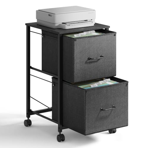 DEVAISE 2 Drawer Mobile File Cabinet, Rolling Printer Stand - color: Black, size: 15.7''D×15.4''W×26.8''H