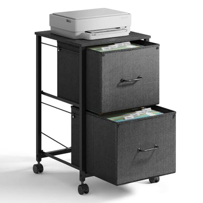 DEVAISE 2 Drawer Mobile File Cabinet, Rolling Printer Stand - color: Black