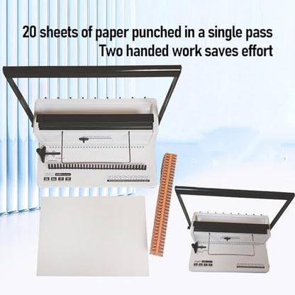 Coil Binding Machine with Electric Coil Inserter, 20 Sheet Punch 140 Sheet Binding 34 Square Holes Coil Binding Machine with 12Pcs 12mm Coils 50 Sheet A4 Covers for A4A5