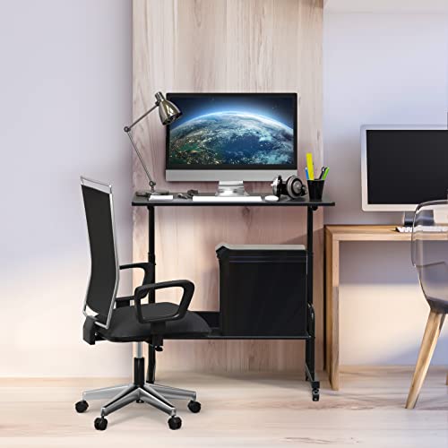 SHW 30.5" to 40.5" Mobile Standing Desk for Walking Pad Treadmill, Black | Height Adjustable great for Laptop Workstation