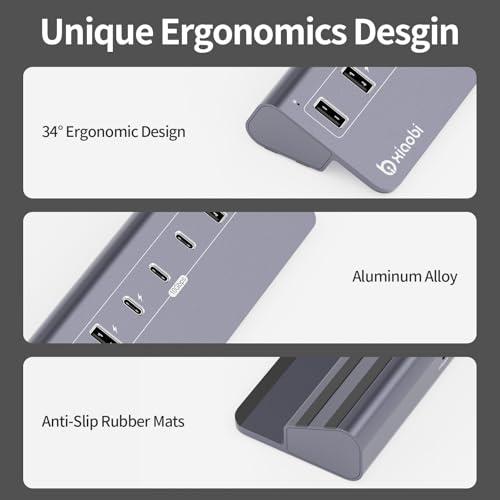 USB C Hub,10Gbps USB Splitter with 4*USB-A and 3*USB-C Ports - color: Gery