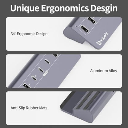 USB C Hub,10Gbps USB Splitter with 4*USB-A and 3*USB-C Ports - color: Gery