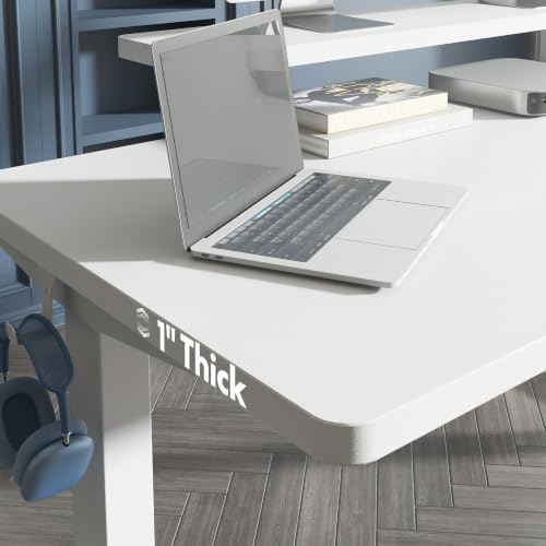 FLEXISPOT 48"x30" Electric Standing Desk, White | One-Piece Desktop, 1" Thick Top, Height Adjustable, Stable Steel Frame, Home Office & Multi-Monitor Setup - color: White, size: 48x30"