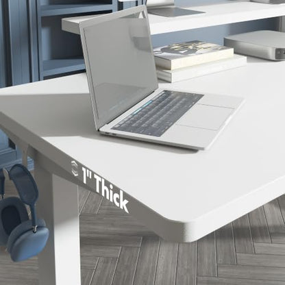 FLEXISPOT 48"x30" Electric Standing Desk, White | One-Piece Desktop, 1" Thick Top, Height Adjustable, Stable Steel Frame, Home Office & Multi-Monitor Setup - color: White, size: 48x30"