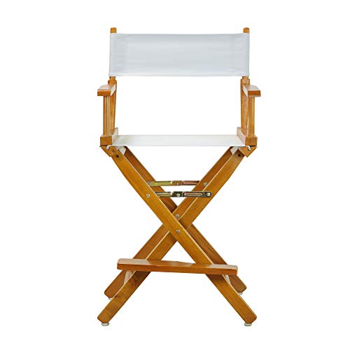 Casual Home 24" Director's Chair Honey Oak Frame-White Canvas - color: Honey Oak Frame/White Canvas, size: 24" - Counter Height, style: Honey Oak Frame