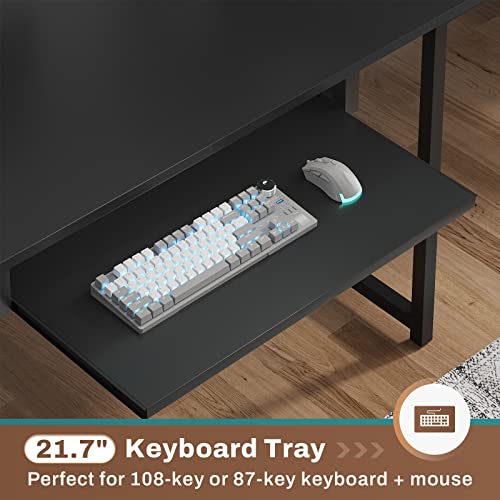 SEDETA 67" L Shaped Gaming Desk with Pegboard LED Lights and Power Outlet | Reversible Computer Desk with Keyboard Tray Hutch and Stoage Bag for Home Office, Black - color: Black With Power Outlet and Pegboard