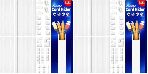 Delamu TV Cord Hider, 315in Wire Covers for 3-4 Cords on Wall, Large Cable Hider Cord Covers for Wires, Cable Management Wire Hiders for TV for Wall, L15.7 x W1.18 x H0.6 in, White (Pack of 2) - color: White, size: 315in L x 1.18in W x 0.6in H (Pack of 2)