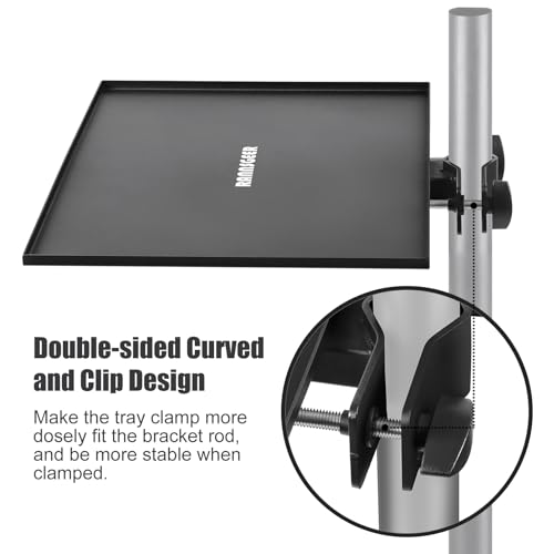 Microphone Stand Tray, 10.8 X 7.8 | Heavy Duty Steel, Clamp-On, Accessory Shelf for Mic Stand - size: 10.8" x 7.8"