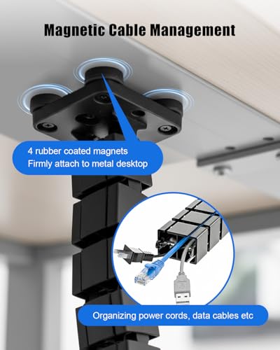 Under Desk Vertebrae Cable Management Spine Fit for Sit Stand Desk | Chain Raceway Cable Management, Magnetic Flexible Wire Spine Adjustable Length, Magnetic Wire Organizer for Standing Desk