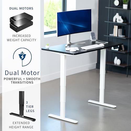 VIVO Black 55 x 28 in Standing Desk, DESK-KIT-2W55B - color: Black Top / White Frame, size: 55 x 28